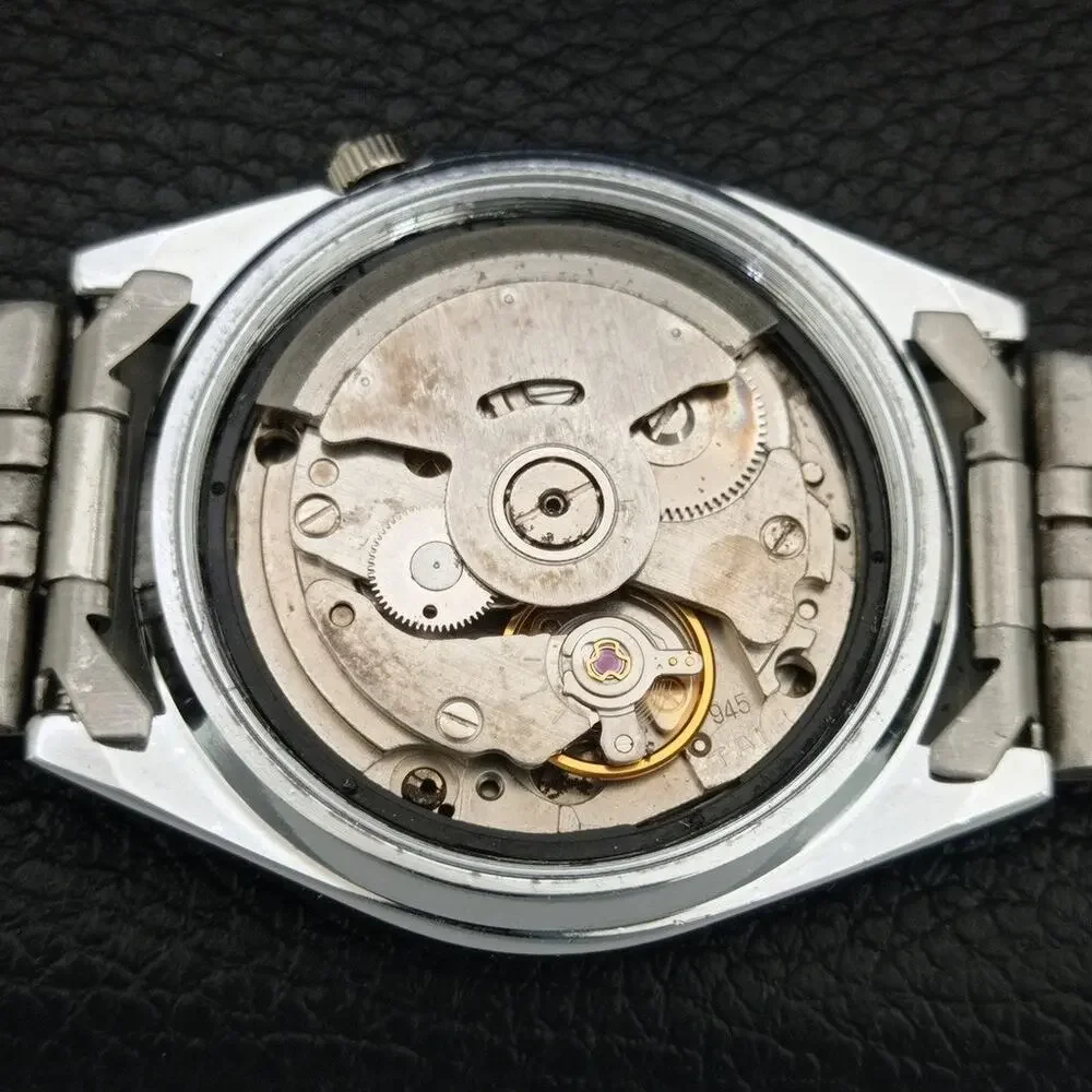 Vintage 1986 Seiko Automatic Mens Silver Watch W/daydate & Brown accents